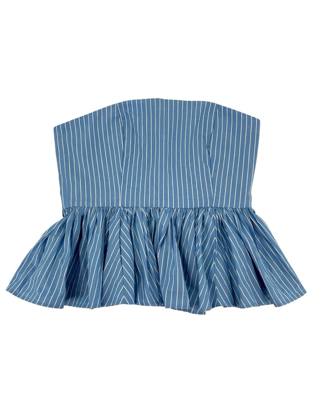 NWT J. Crew Strapless Peplum Top in Stretch Cotton Poplin-Blend Stripe Size 2 - Picture 2 of 11